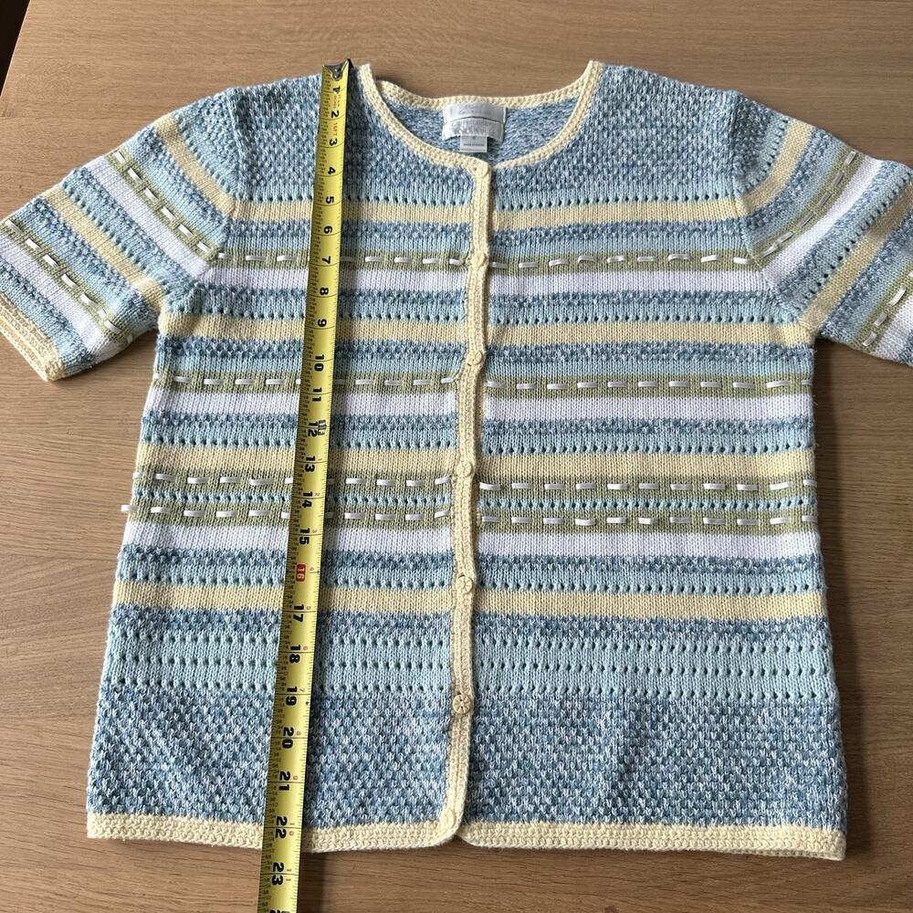 Christopher & Banks Vintage Striped Cardigan Sweater Size S Knit Ribbon Cottage - Picture 11 of 11